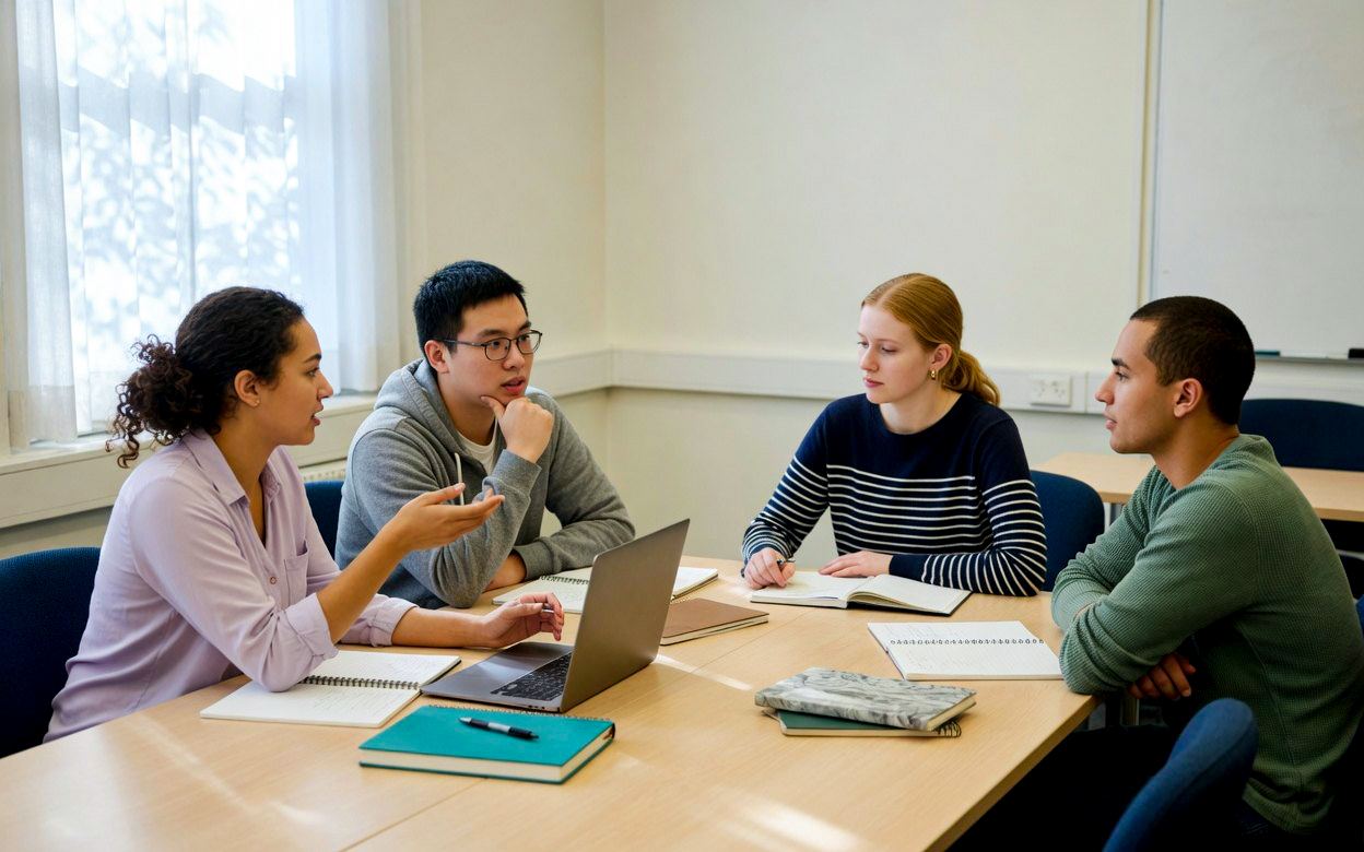 Graduate students in a university seminar